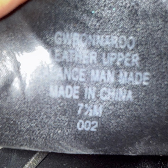 GUESS BROWN “BONNAROO” PEEP TOE LEATHER ANKLE BOOTIES WITH GOLD EMBELLISHMENTS - Picture 5 of 8